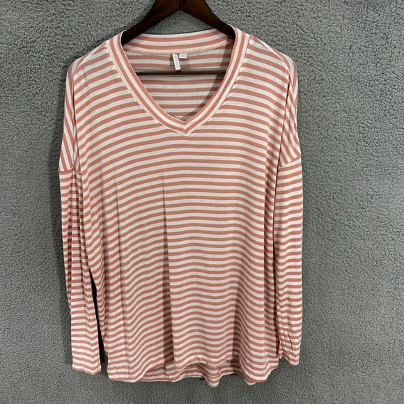 Nordstrom top womens small pink white striped long sleeve‎ oversized tunic comfy - Picture 1 of 7